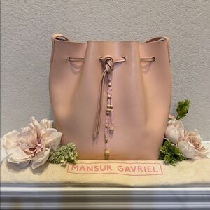 Mansur Gavriel Large Light Pink Leather Bucket Bag